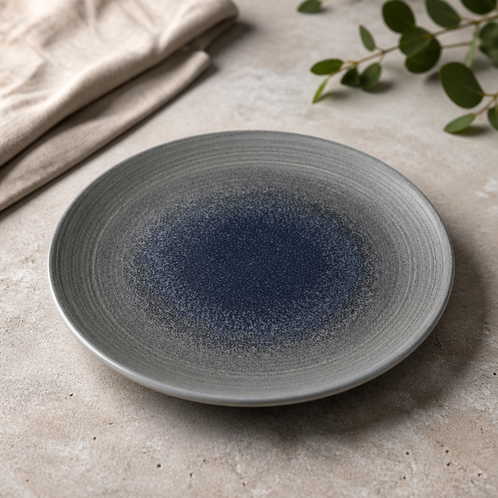 Commercial Coupe Plates Grey 218mm Super Vitrified Porcelain
