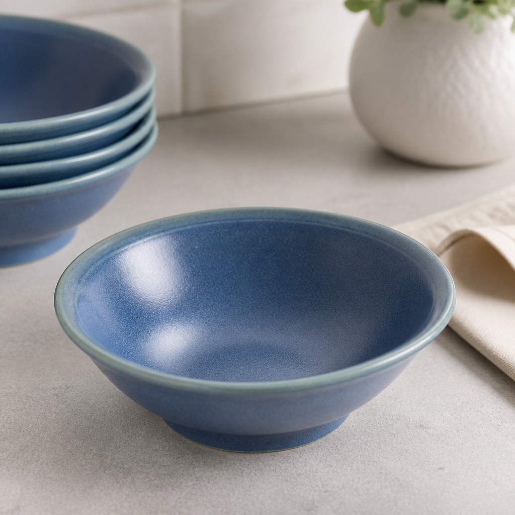 Commercial Footed Bowls 200mm Blue Ceramic 6 Pack