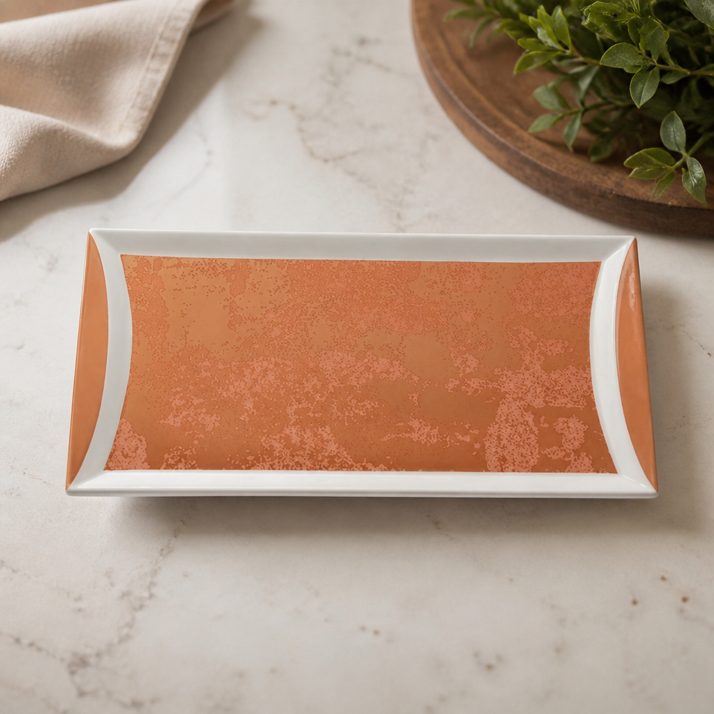 Crushed Velvet Copper Rectangle Trays 320x160mm 6 Pack
