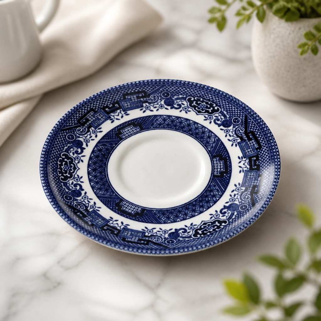 Vintage Prints Georgian saucers blue 141mm 12 pack