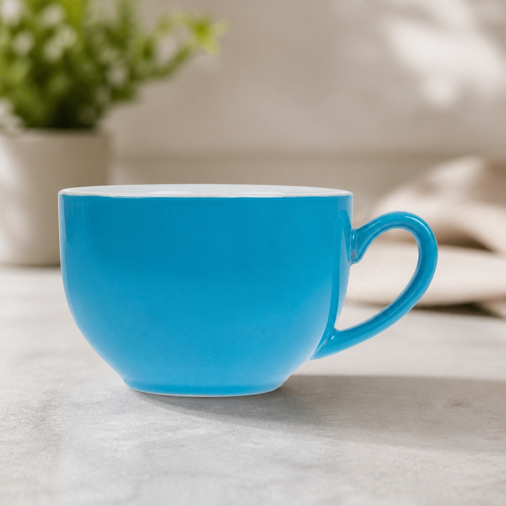 Commercial Cappuccino Cups Blue 340ml Stoneware 12 Pack
