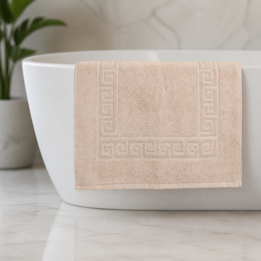 Beige 500mm Commercial Bath Mat with Grecian Key Design