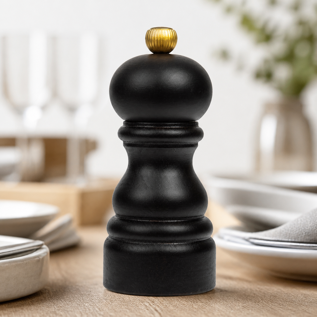 5" Commercial Dark Wood Pepper Mill for Stylish Dining Tables