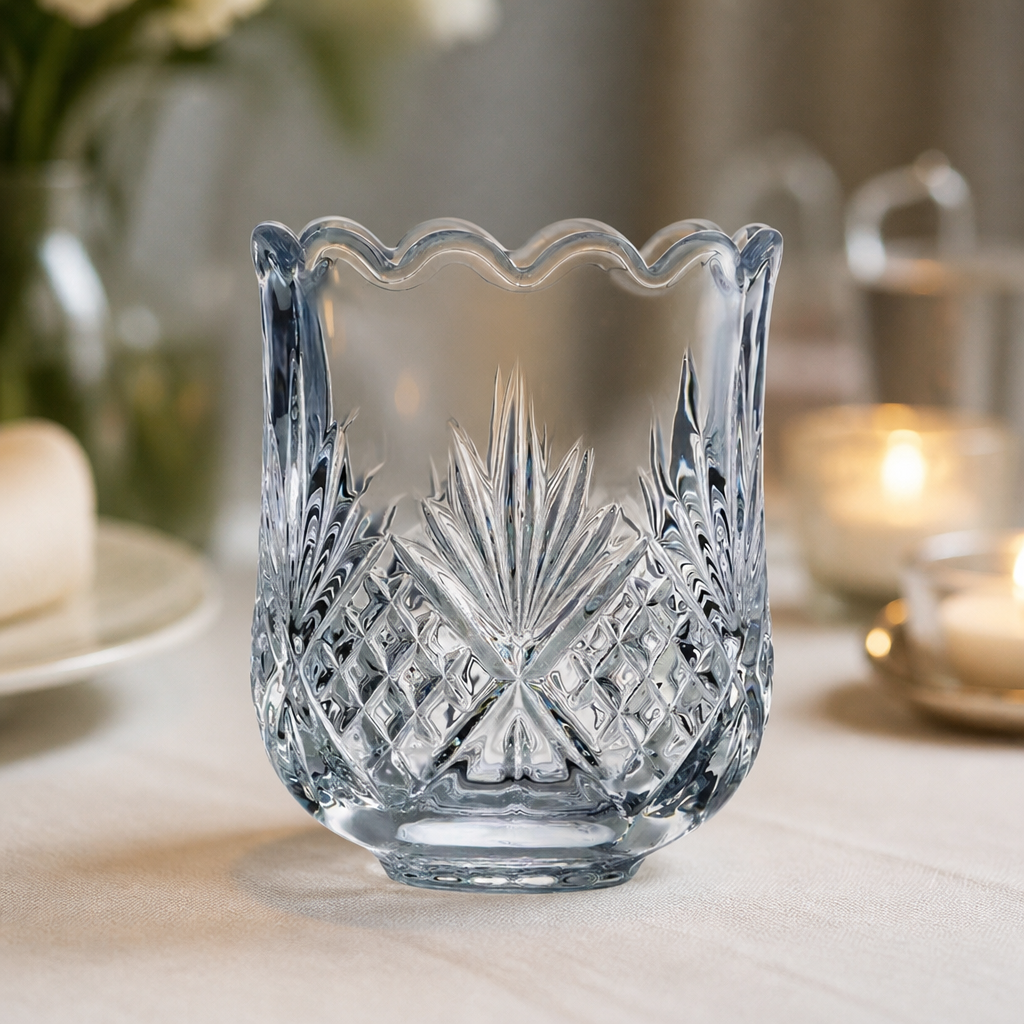 Vintage Cut-Glass Tealight Holders 70x85mm Pack of 6