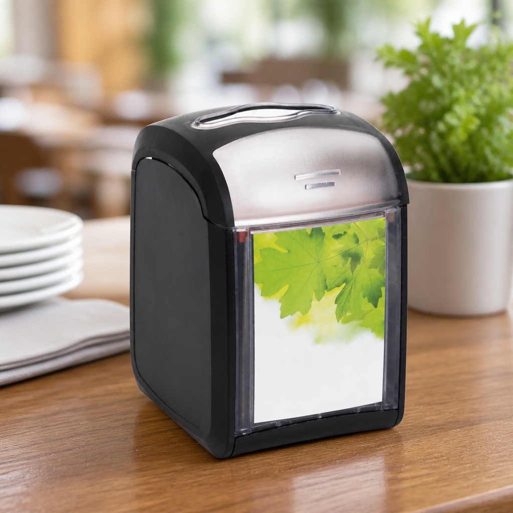 Commercial Tabletop Napkin Dispenser High Capacity Black