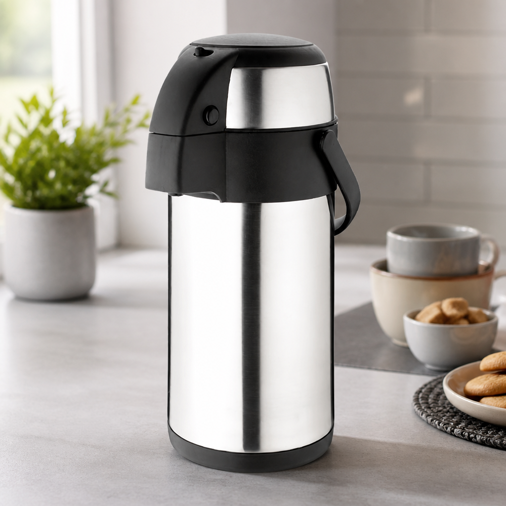 Commercial Pump Action Airpot 3L Stainless Steel Coffee Service