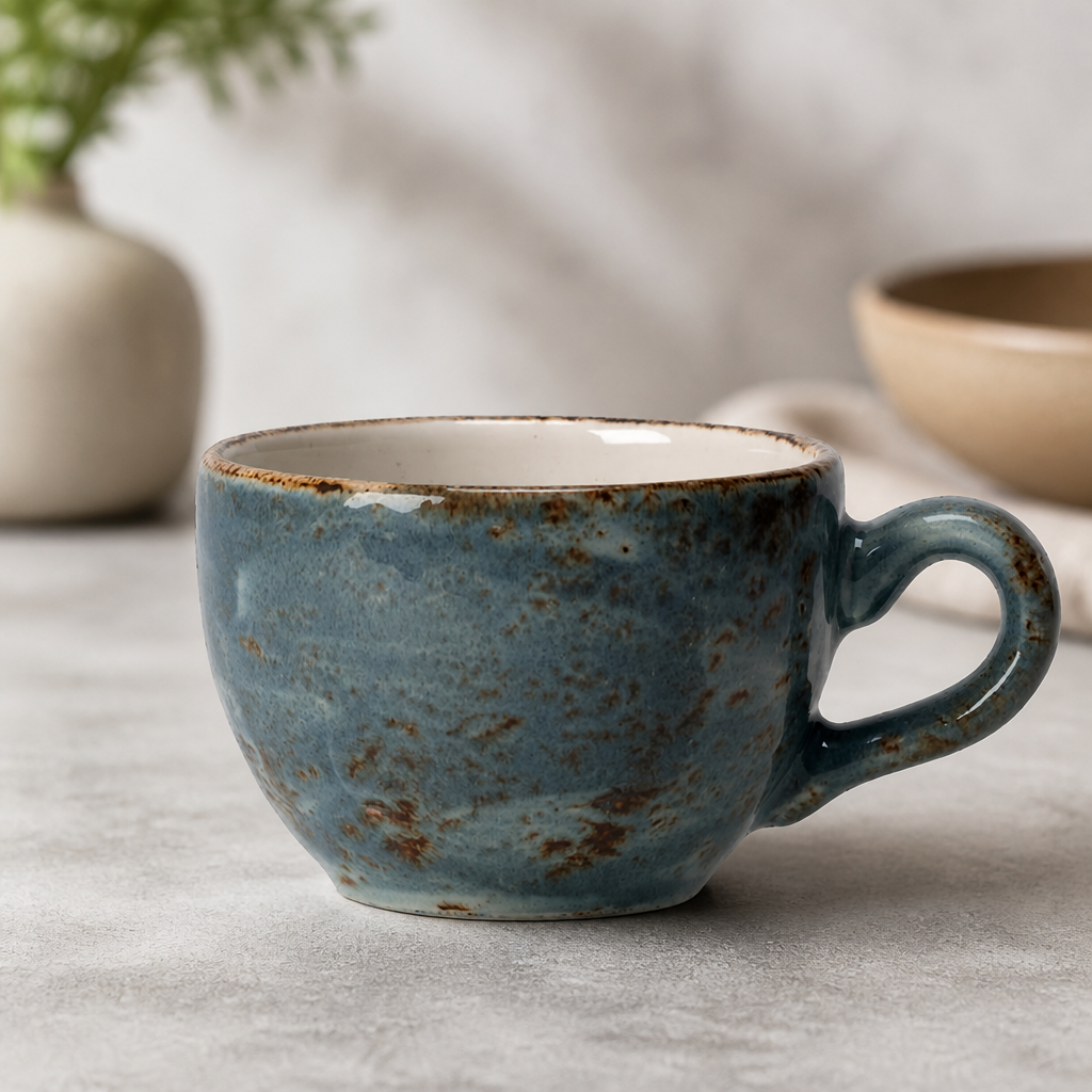 Commercial Blue Low Tea Cups 340ml - Pack of 36