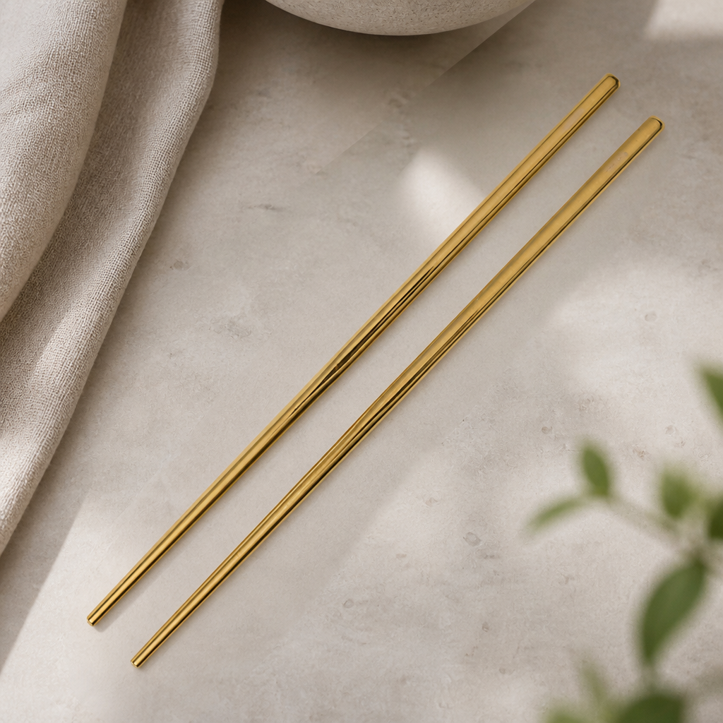 Gold Stainless Steel Chopsticks 230mm 12 Pack Specialised Cutlery