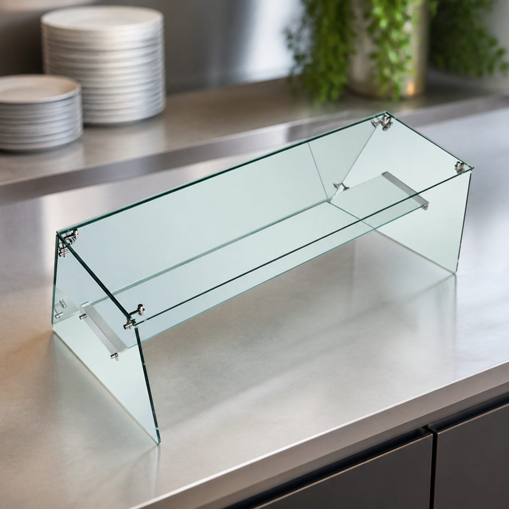 Glass Surround for Commercial Display Freezer with Interior Shelf