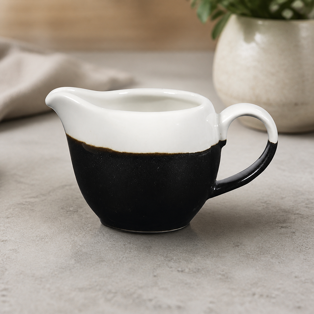 Commercial Onyx Black Jugs 110ml Set of 4 Super Vitrified Ceramic