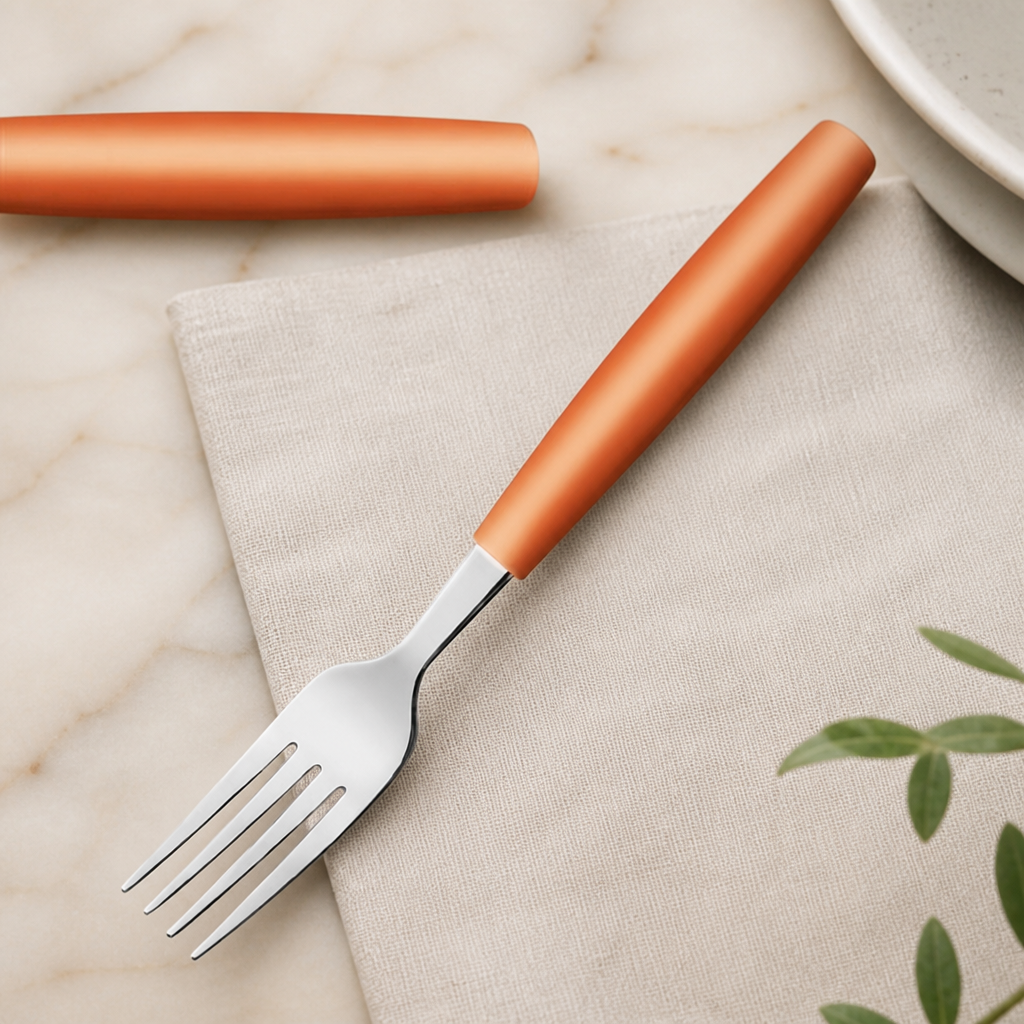 Commercial Table Forks Pack of 12 with Orange Handles 204mm