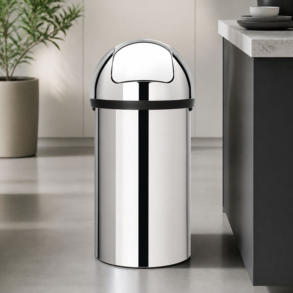 Commercial Stainless Steel Push Top Bin 60Ltr Capacity