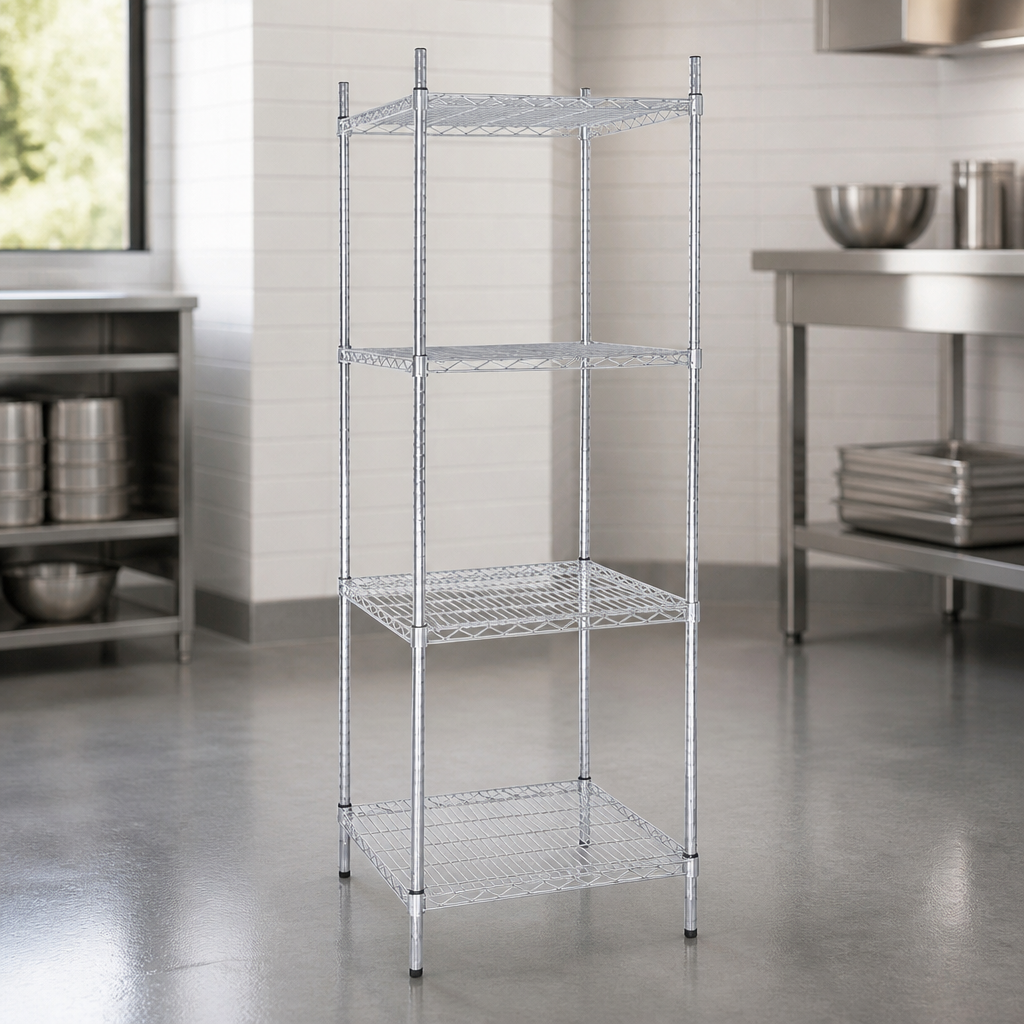 4 Tier Wire Tower Unit 610x610mm Commercial Shelving Unit