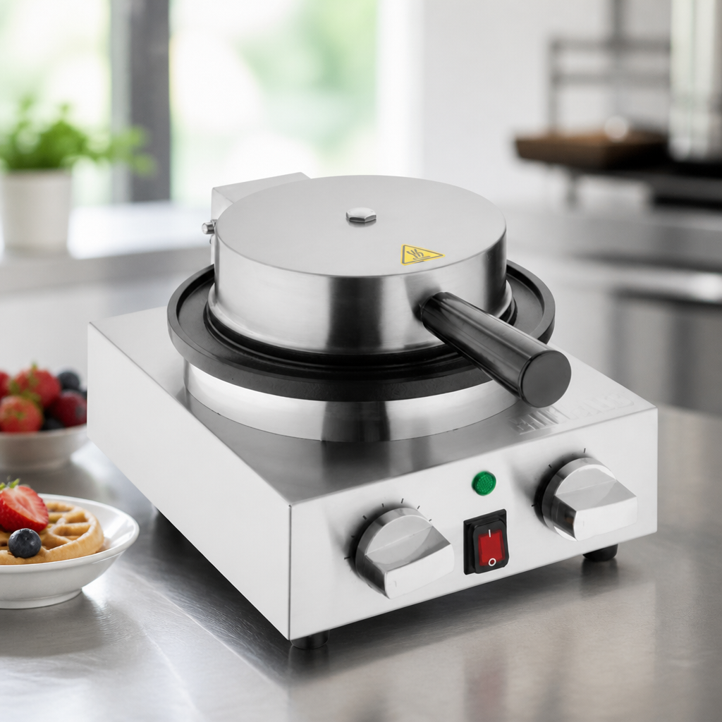 Commercial Round Waffle Maker 30 Waffles Per Hour 1kW