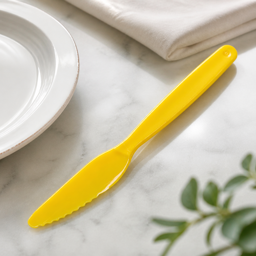 Commercial Polypropylene Knife Yellow 12 Pack Dishwasher Safe