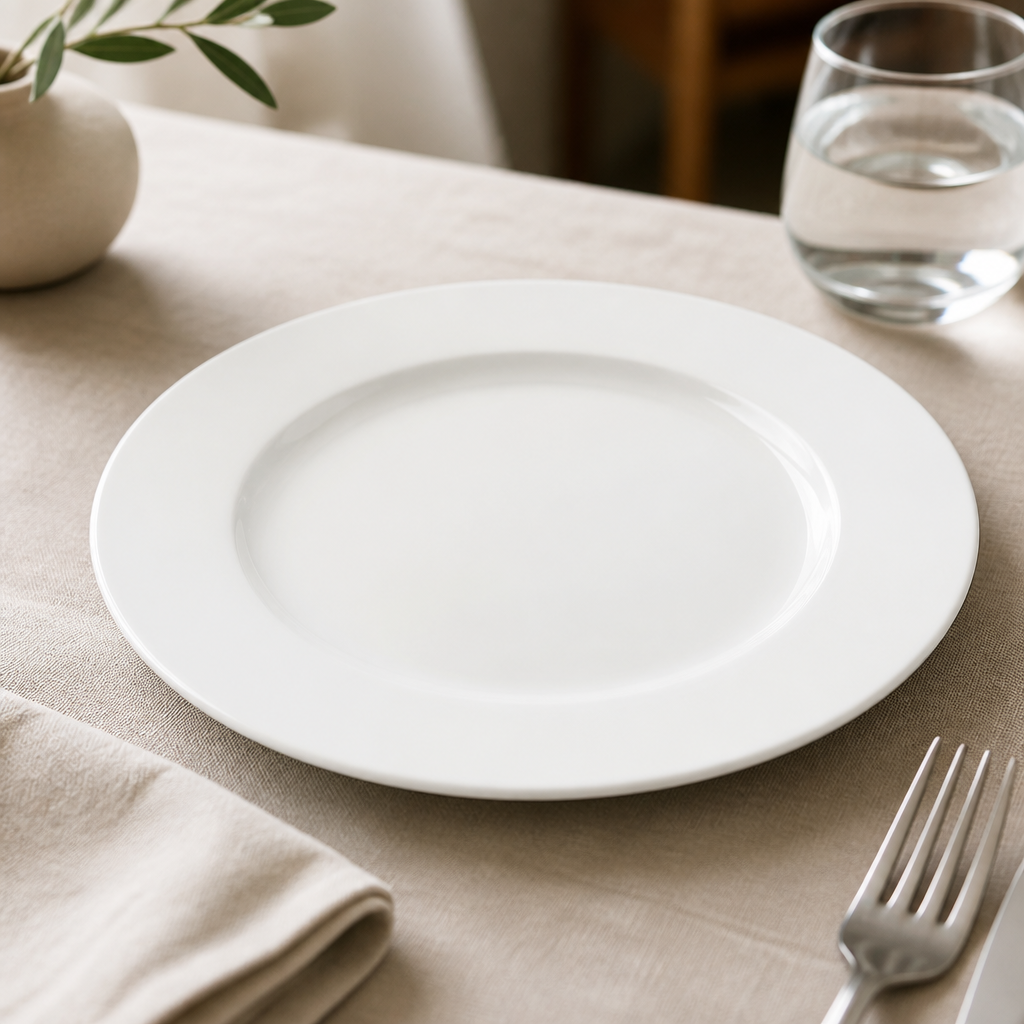Commercial Wide Rim Flat Profile Plates 310mm - 6 Pack