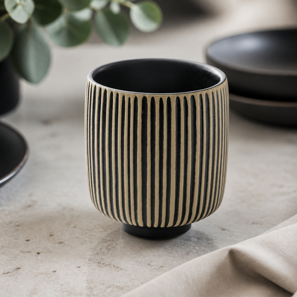 Commercial Black & Mugs 320ml Set of 6 for Restaurants