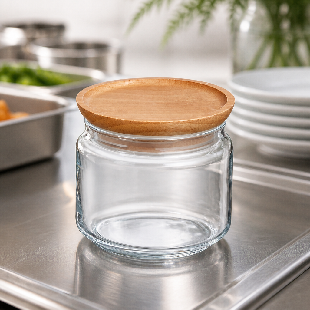 500ml Commercial Biscotti Jars with Wooden Lids - 6 Pack