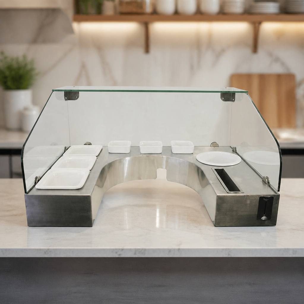 Commercial Crepe Serving Station with Ceramic Ingredient Containers