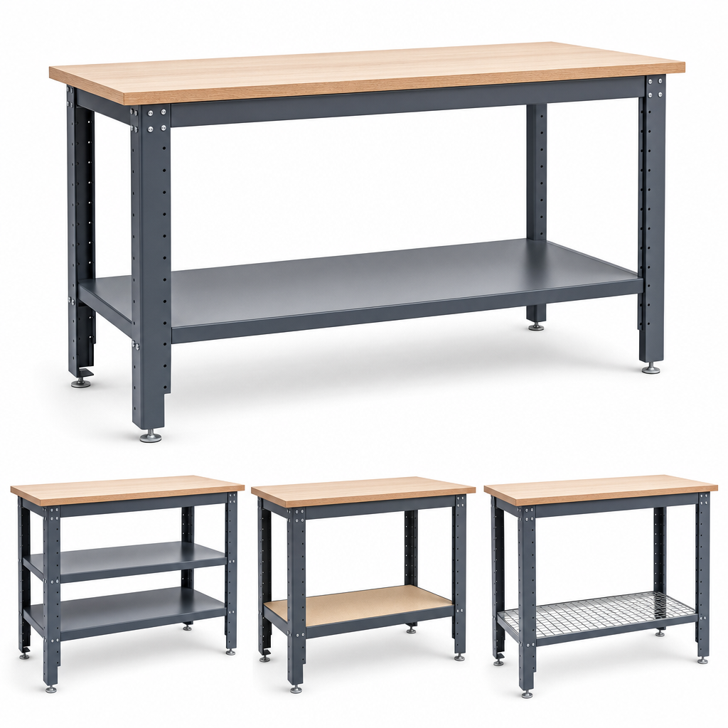 915mm High Steel Workbench with Shelf Options