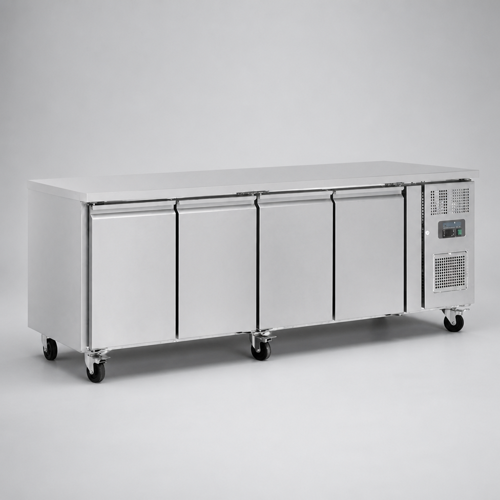 Commercial Slimline Four Door Counter Fridge 449Ltr