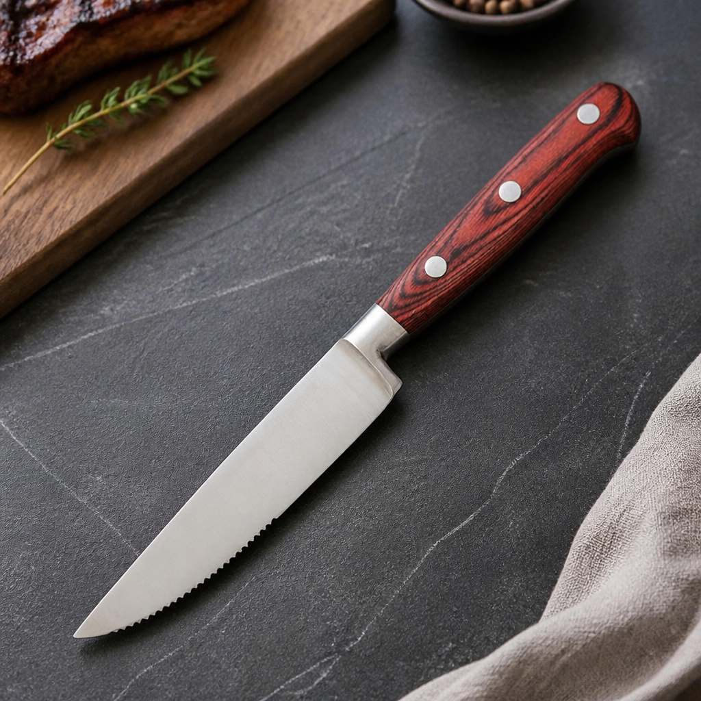 Commercial Steak Knives 258mm Red Handles Pack of 6