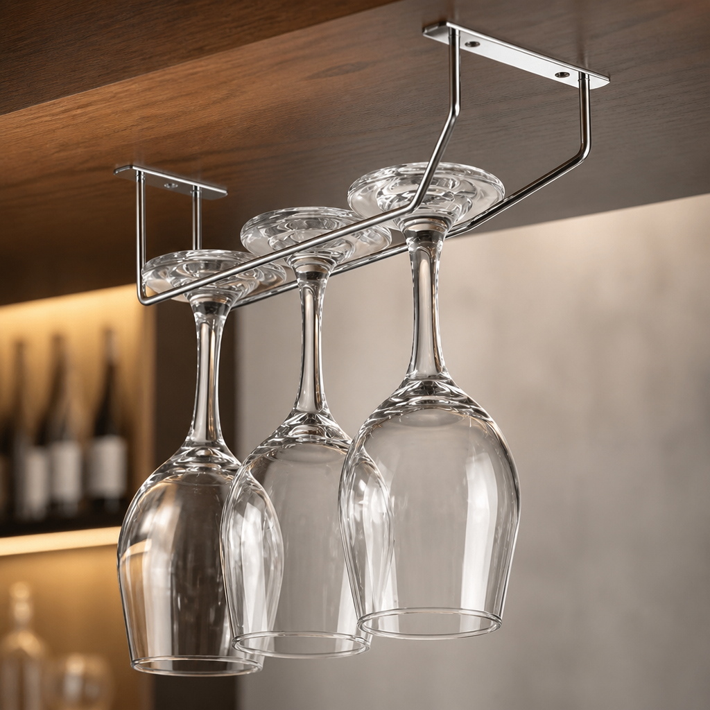 Commercial Chrome Wine Glass Rack 254mm Space-Saving Design