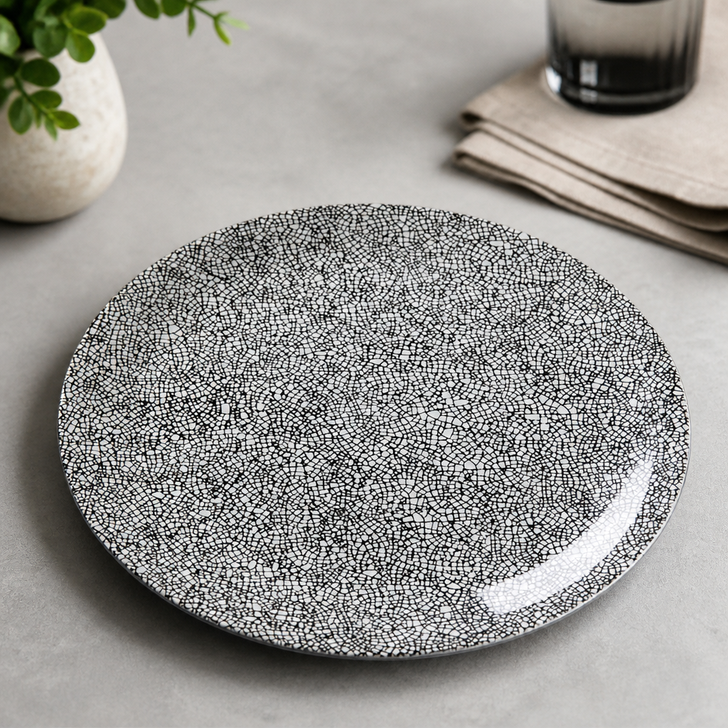 Commercial Coupe Plates 300mm Black Crackle Finish 12 Pack