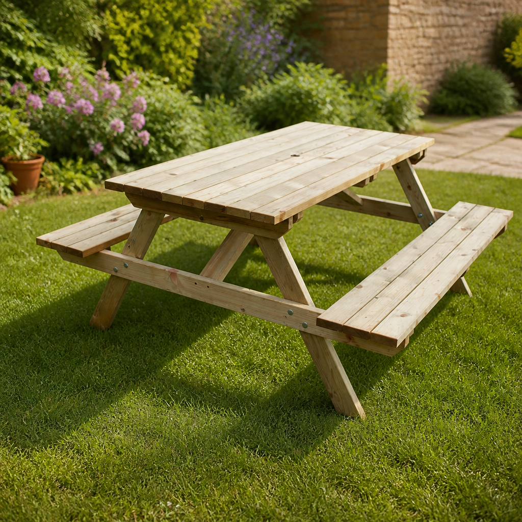 5ft Wooden Picnic Bench for Outdoor Garden Seating