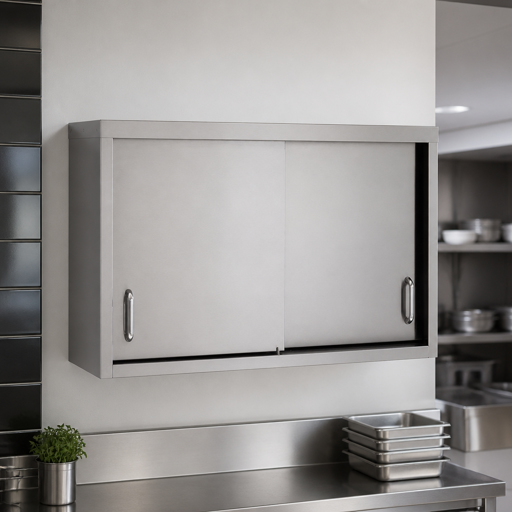 Commercial Stainless Steel Sliding Door Wall Cupboard 1500mm