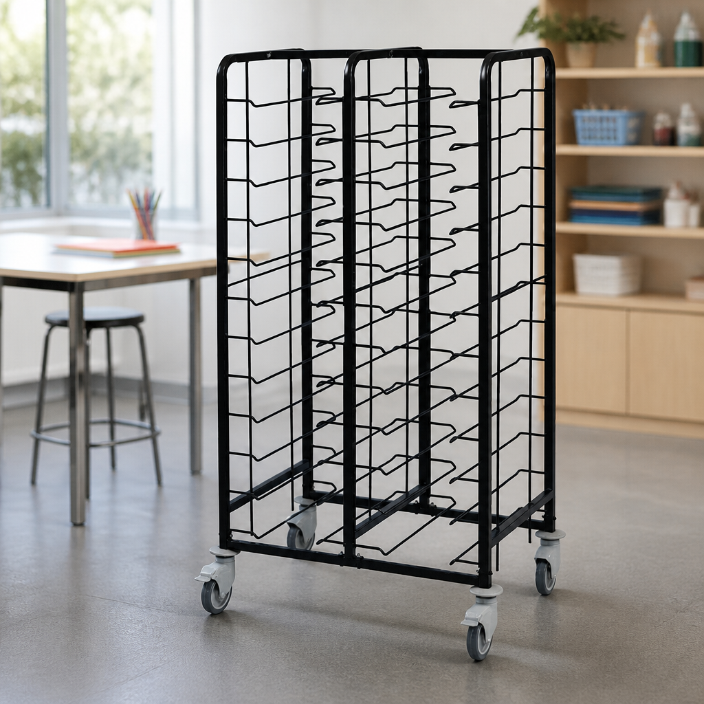Commercial 24-Shelf Clearing Trolley with Braked Castors