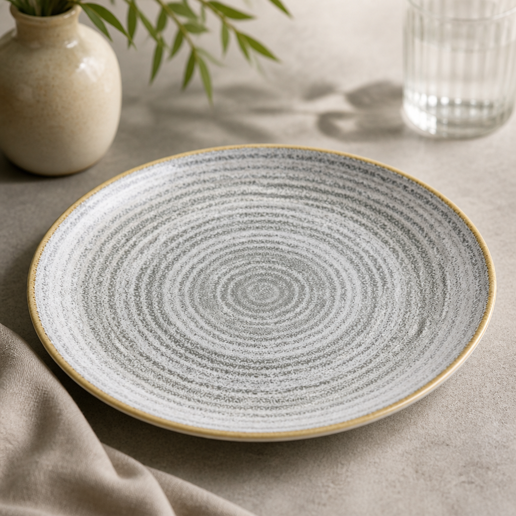 Commercial Coupe Plates 217mm Stone Grey - 12 Pack