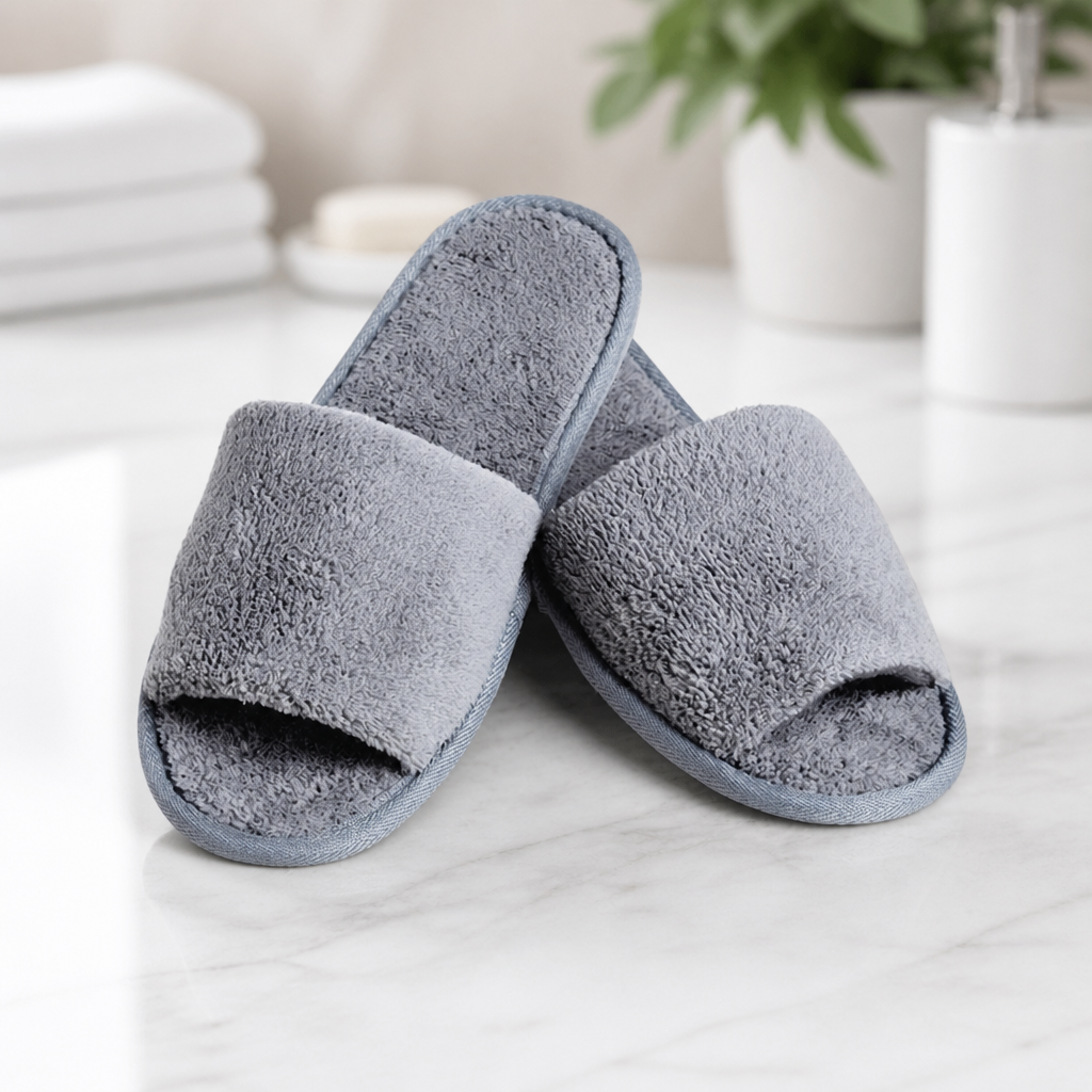 Commercial Open Toe Slippers Grey for Hotels and Spas