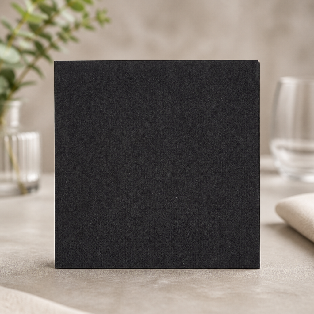 Commercial Recyclable Cocktail Napkins 24x24cm 2-Ply Black