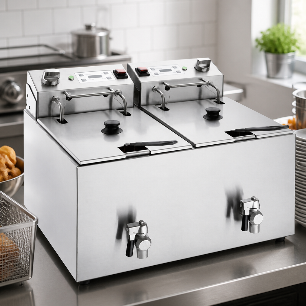 Commercial Countertop Electric Fryer 2x8Ltr with Timer