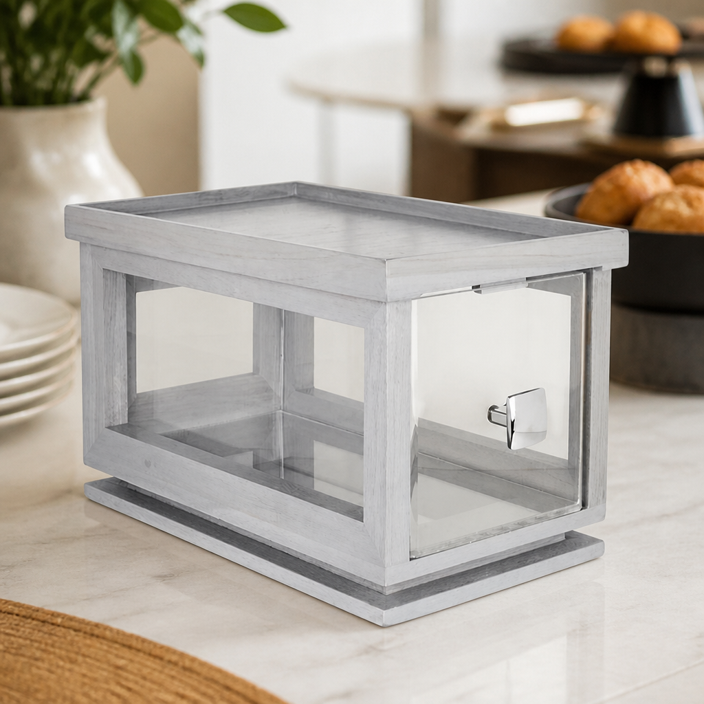 Stackable Bakery Box with Acrylic Drawer 203x216mm Wood