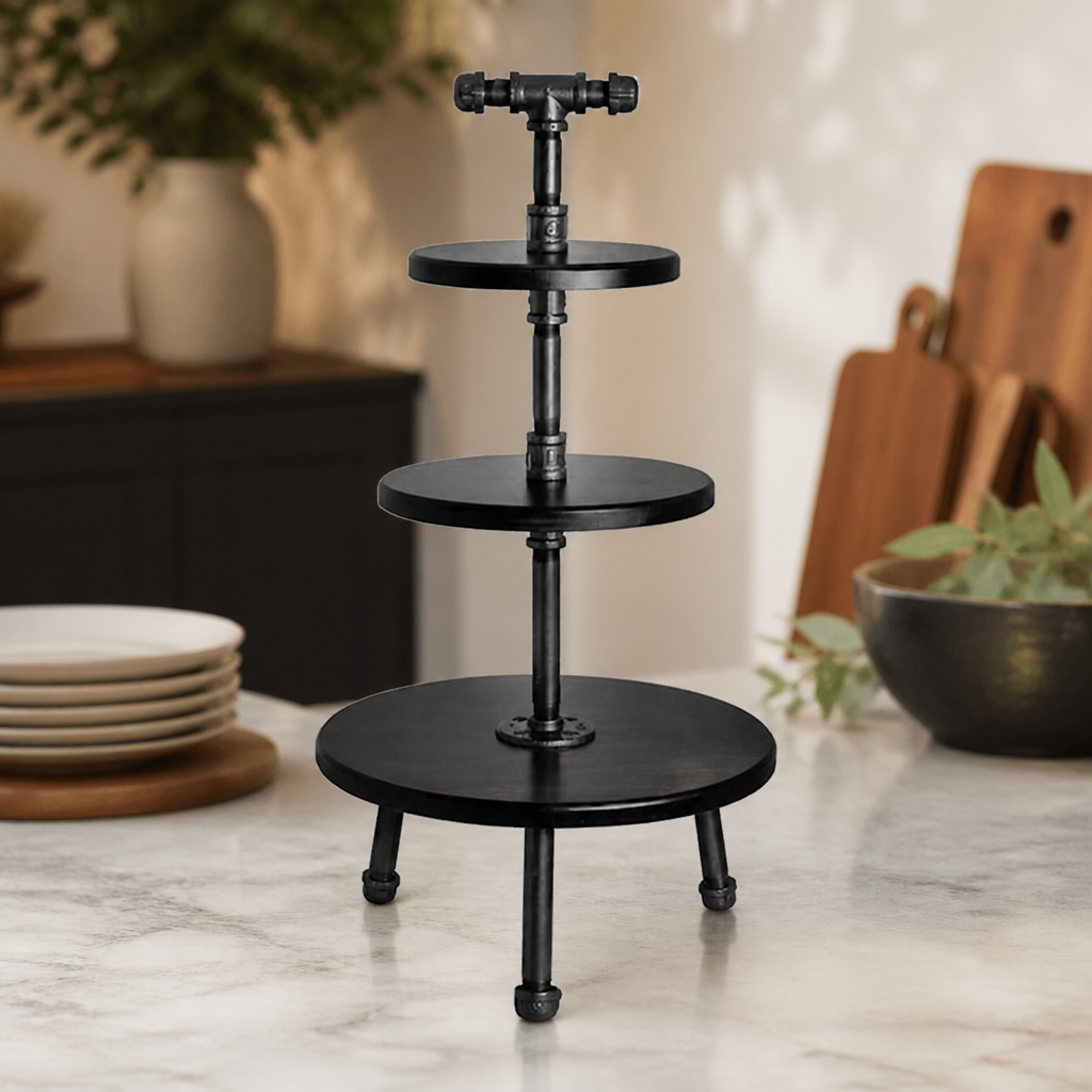 Commercial 3-Tier Display Stand 355mm Metal Pipe Design
