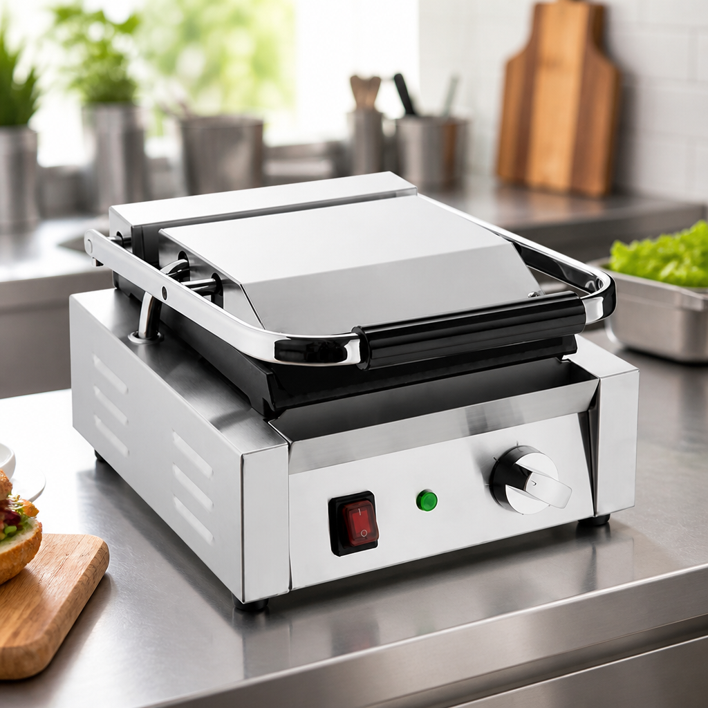 Commercial Contact Grill 210 x 226mm Cooking Area Stainless Steel