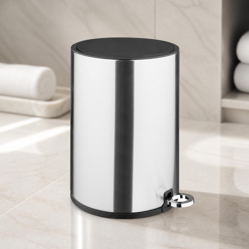 Commercial 3L Pedal Bin Brushed Steel Soft Close Waste Container