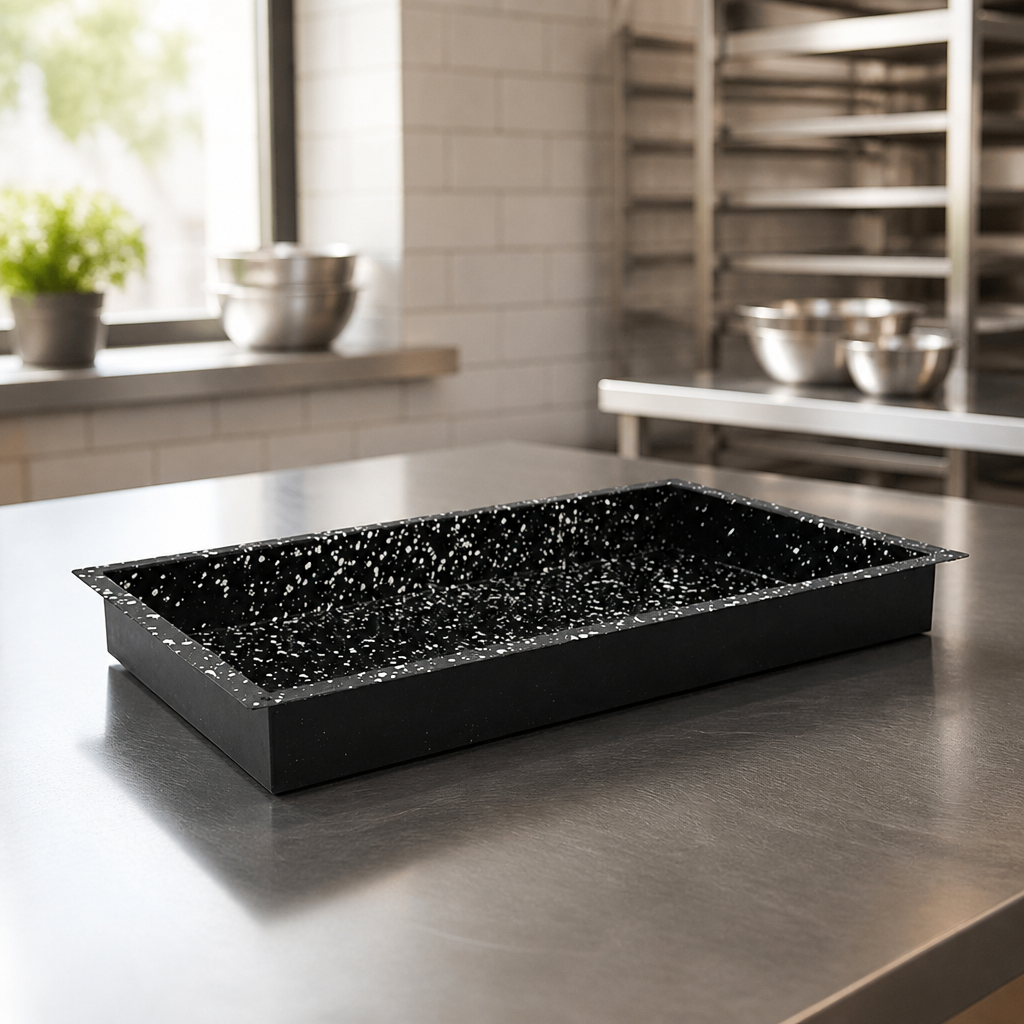 Commercial Enamelled Baking Tray 1/1 GN 60mm Deep 530mm Wide