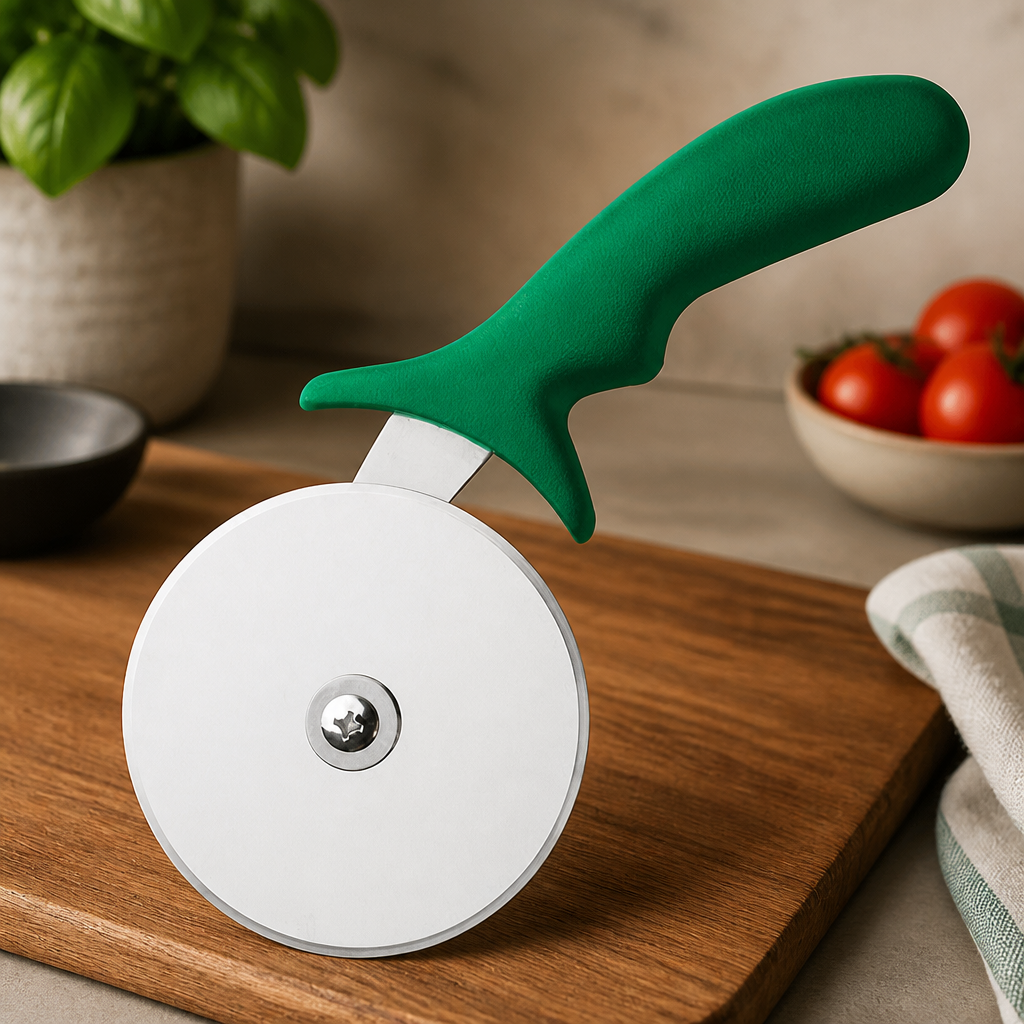 4" Pizza Wheel Cutter with Green Handle and Stainless Steel Blade