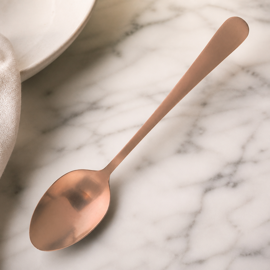 Commercial Rose Gold Dessert Spoons 12 Pack 18/10 Stainless Steel