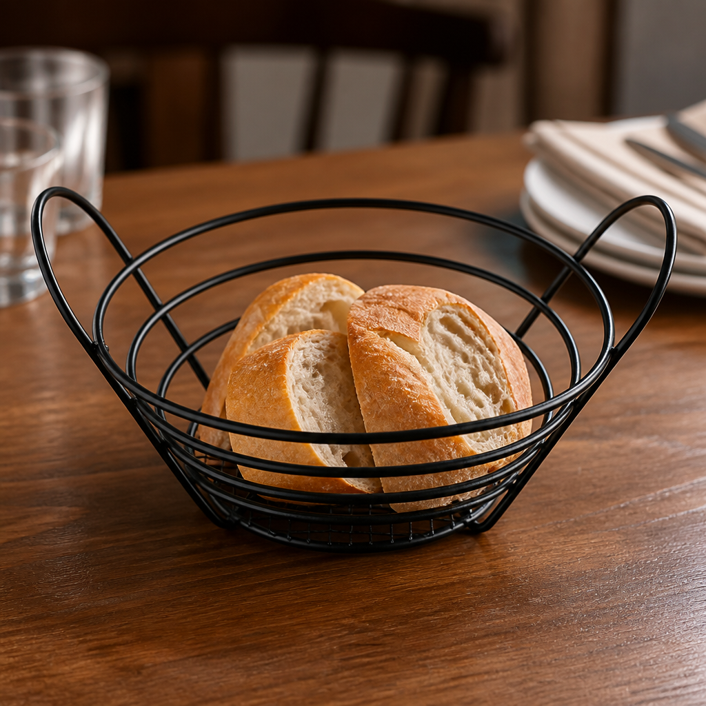 Commercial Bread Basket With Handles 203mm Rustic Presentation