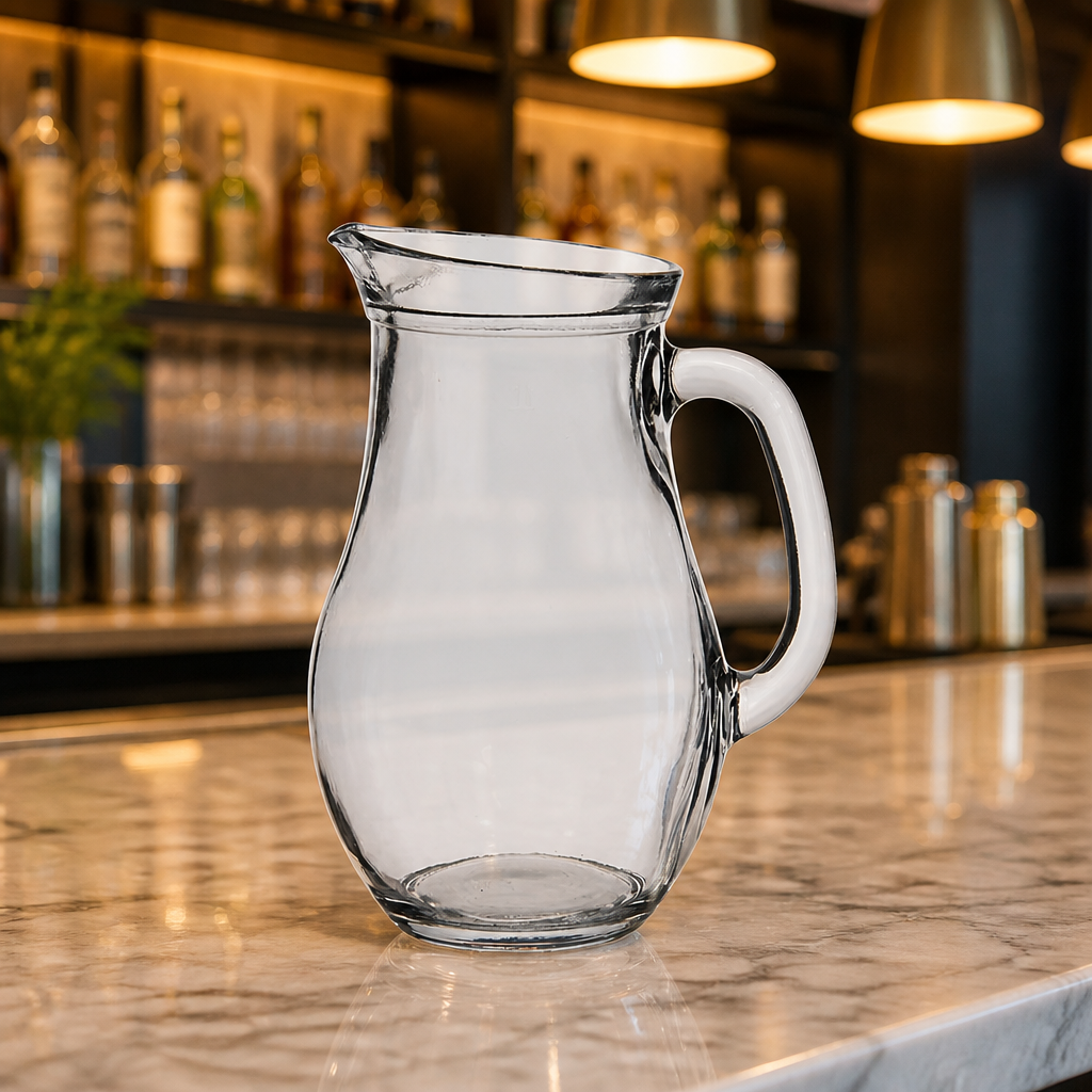 Commercial Glass Jugs 1Ltr Bistro Style - 6 Pack