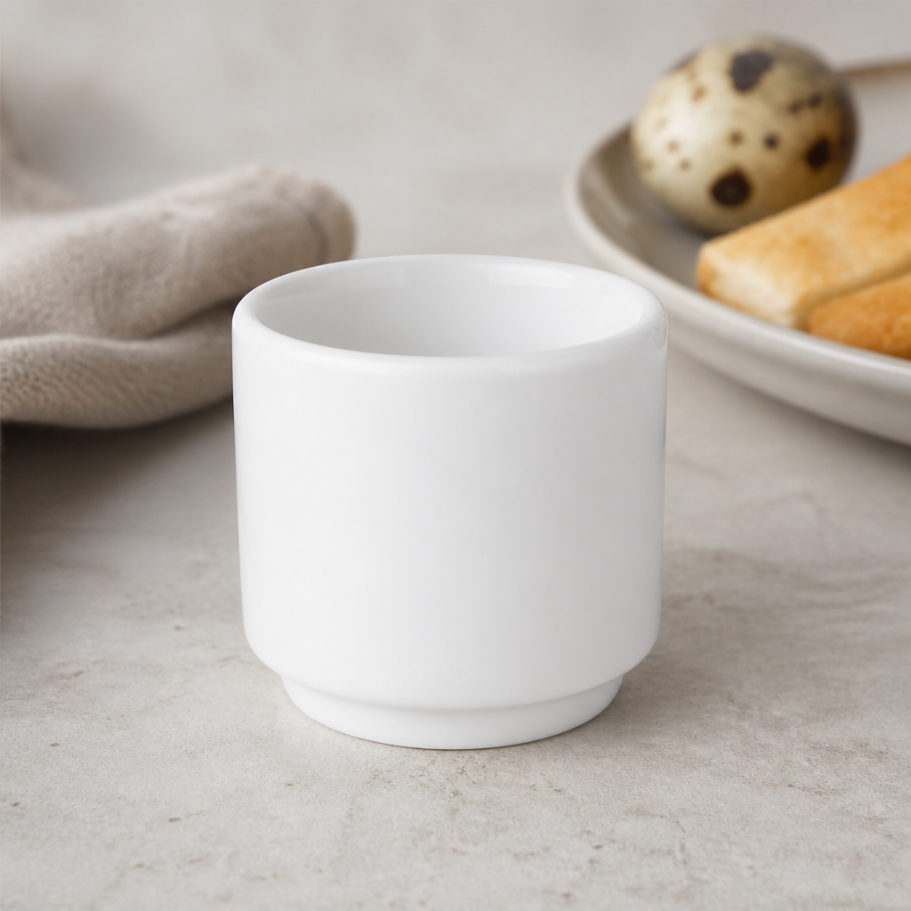 Commercial Footless Egg Cups 47mm - 12 Pack Durable Ceramic