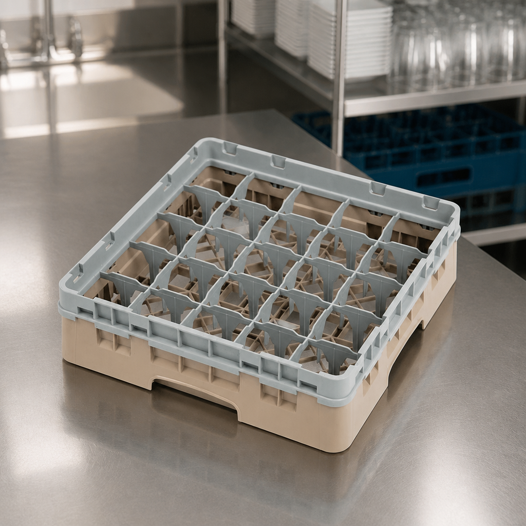Commercial Glass Rack 25 Compartments 92mm High Polypropylene