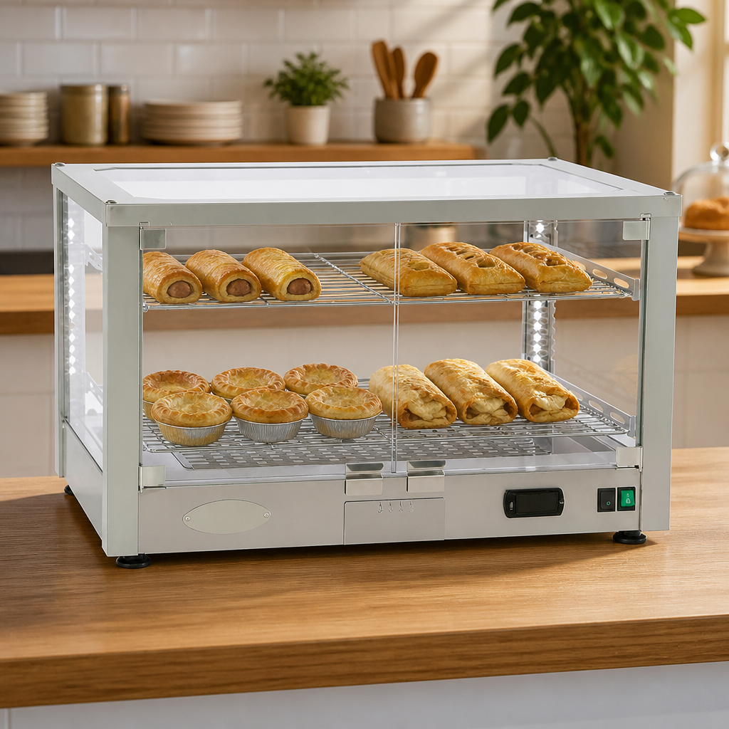 Commercial Heated Display Cabinet 2 Shelf Countertop Unit