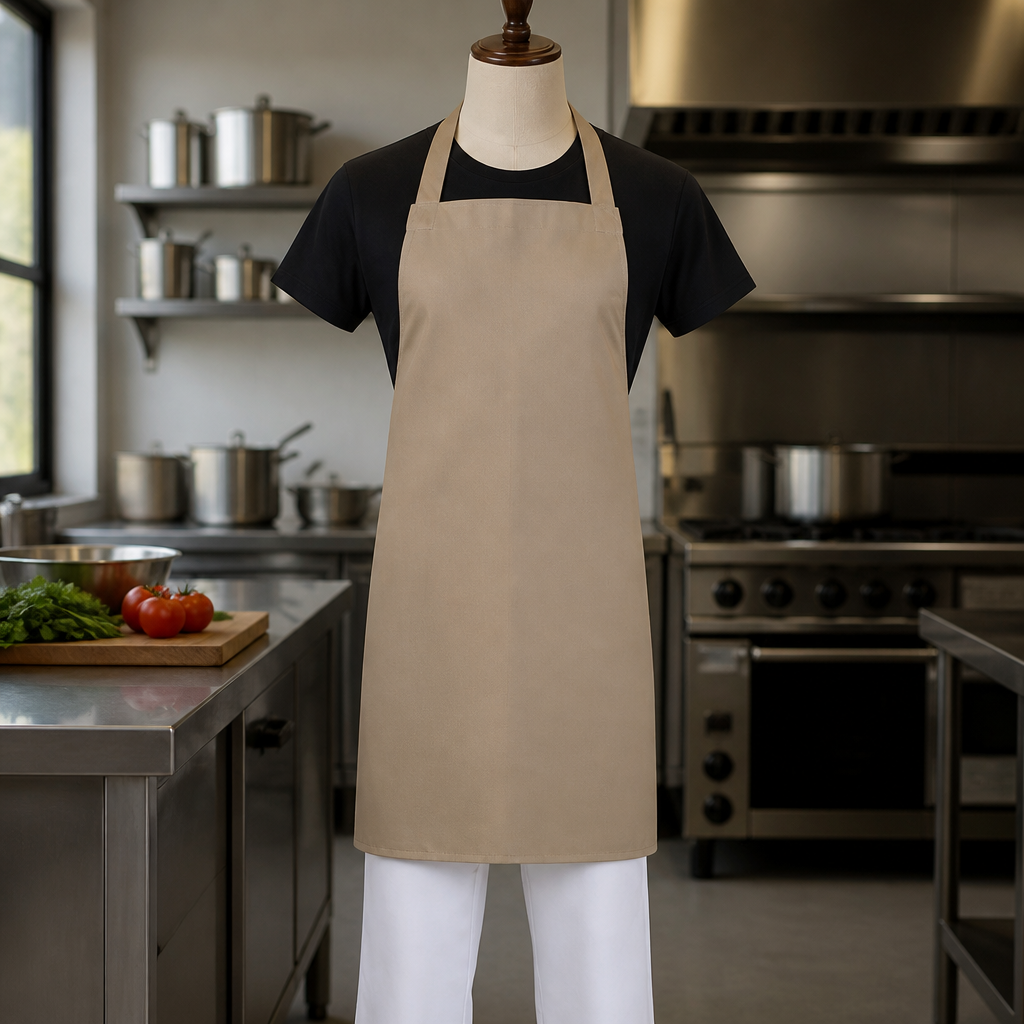 Commercial Staff Bib Apron Tan 710mm x 960mm Adjustable Fit