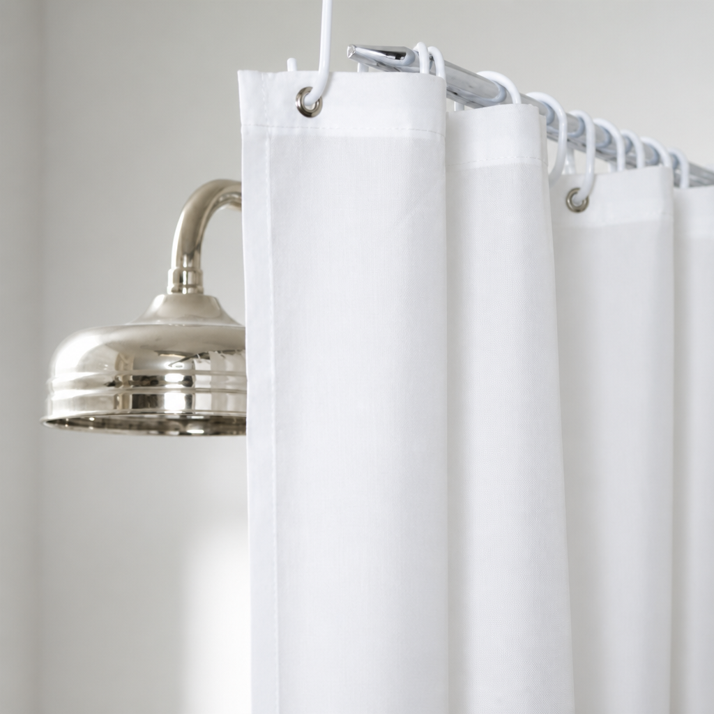 Essentials Plain Shower Curtain White