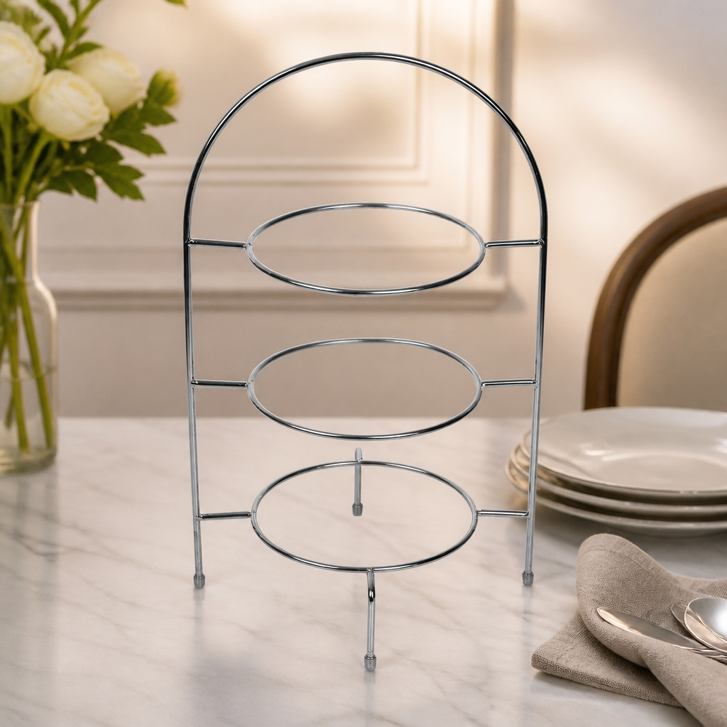 3-Tier Commercial Cake Stand for Plates Up to 210mm Silver